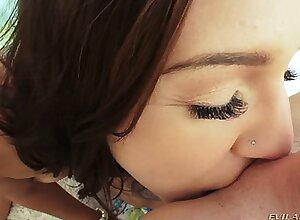 Phenomenal brunette with sexy tits takes a long prick up her anal hole