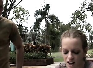 Fair-faced young woman Jessi is having nasty outdoor banging