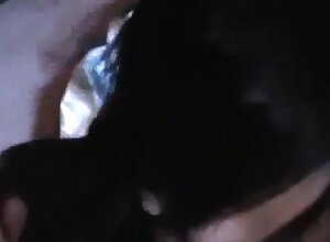 Sexy slim Asian teen rubs her juicy snatch and gives a great blowjob