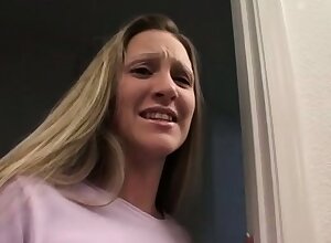 Shy young blonde bounces her shaven pussy on a lucky man's member