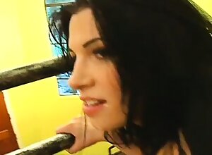 Sexy brunette teen with a gorgeous ass takes it like a champ