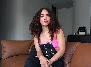 Young latina MILF throat gag on casting