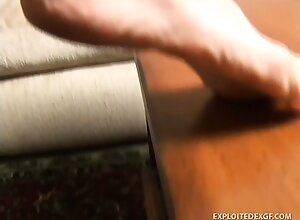 Mia shows off her feet and practices what she would do to a cock in foot fetish
