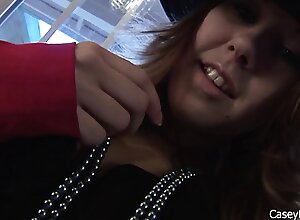Pretty brunette Casey Hays strips off her clothes and exposes her hot slender body