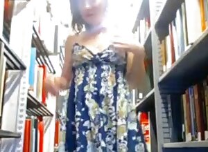 Stripping Down in the Library on Webcam