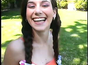 Petite cutie gets her barely legal face fucked by a big cock