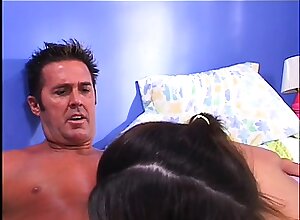 Horny professor eats out and fucks the student's pussy all over the bed