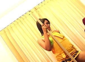 Attractive young Wine Achara is great at posing in front of the camera